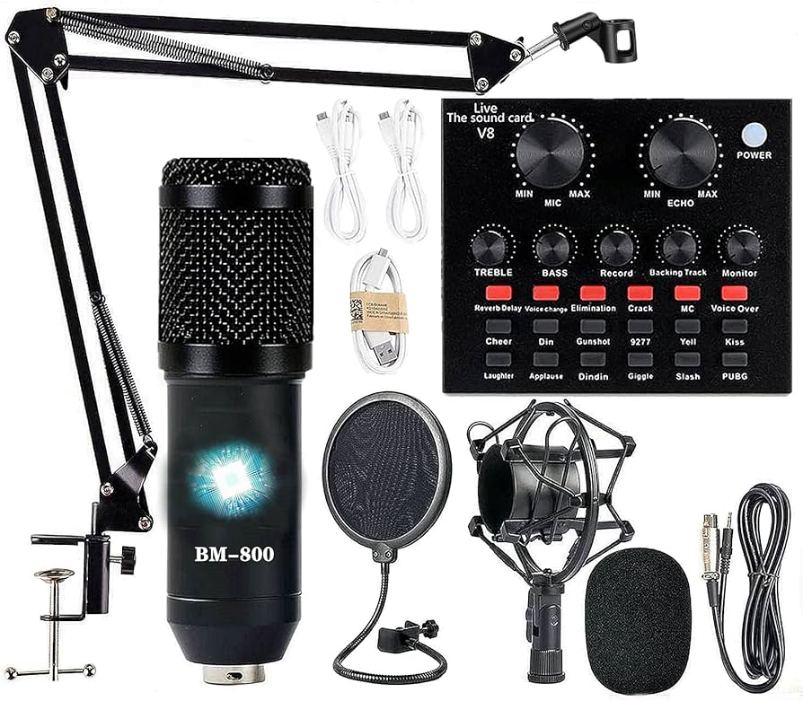 Boom arm microphone stand setup