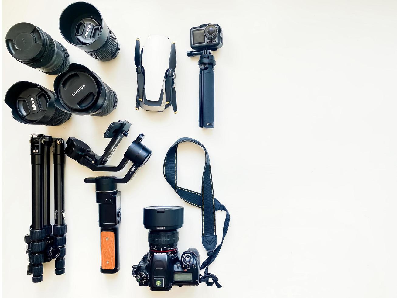 Professional photography equipment including drone and gimbal
